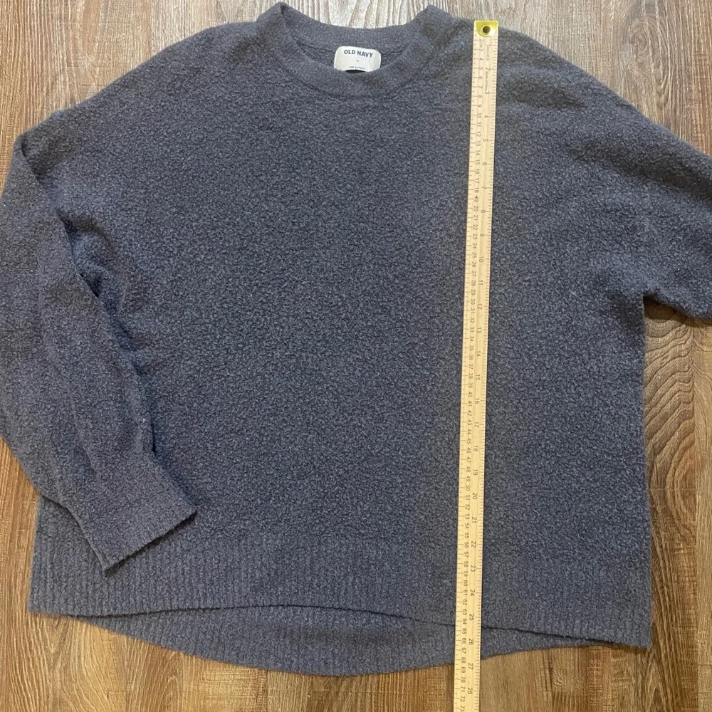 Old Navy Mens XL Charcoal Gray Boucle Knit Crewneck Pullover Sweater Relaxed Fit